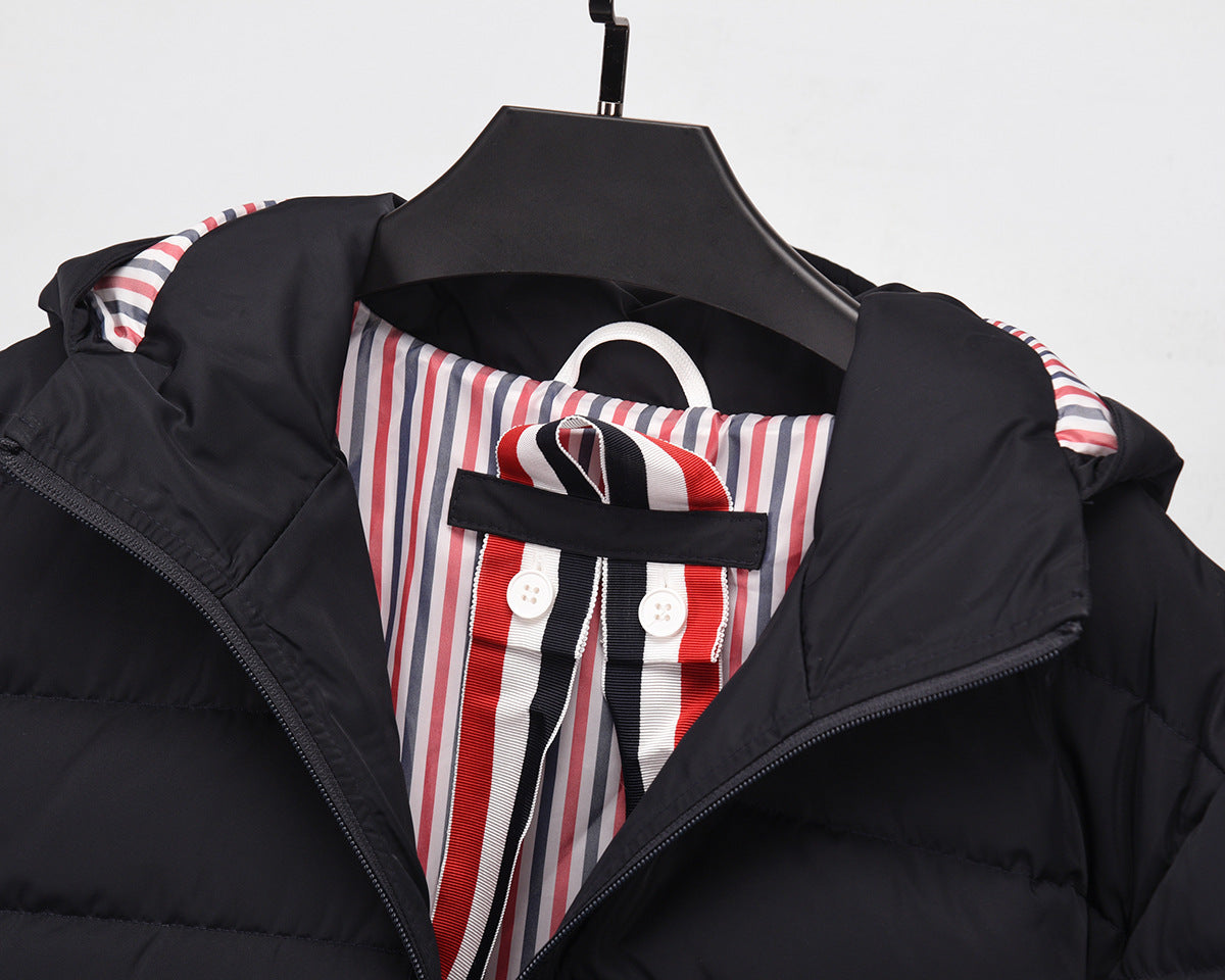 Thom BrownePremium Short Down Jacket - 90% Duck Down with Drawstring Hood