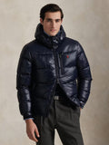 Glossy Ripstop Down Jacket Blue