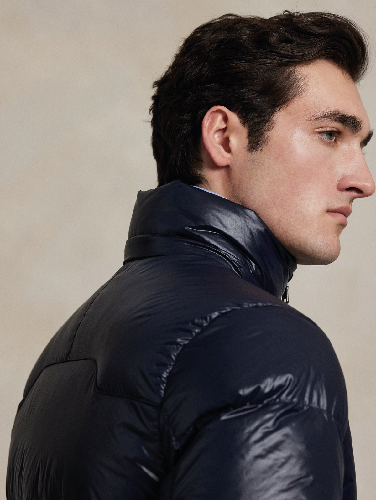 Glossy Ripstop Down Jacket Blue