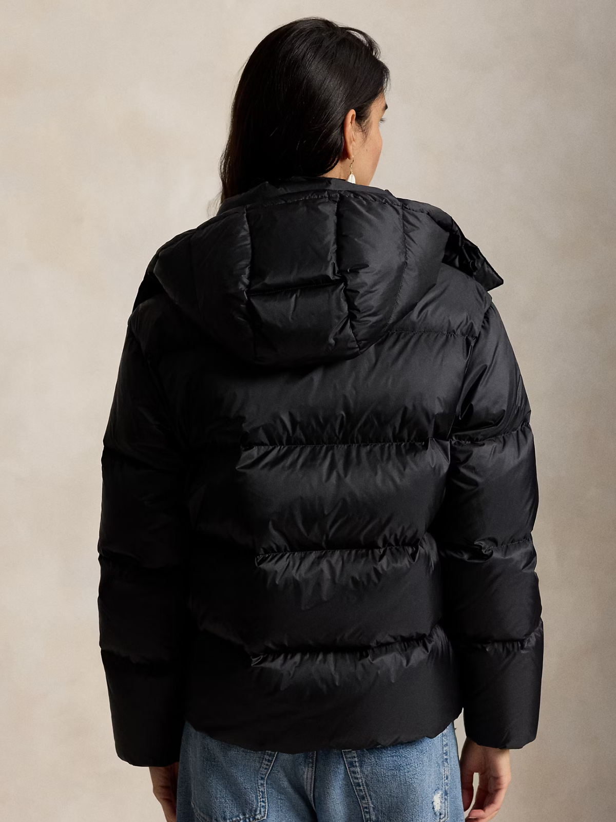 RALPH LAUREN WOMEN Mid-Weight Down Puffer Jacket Polo Black