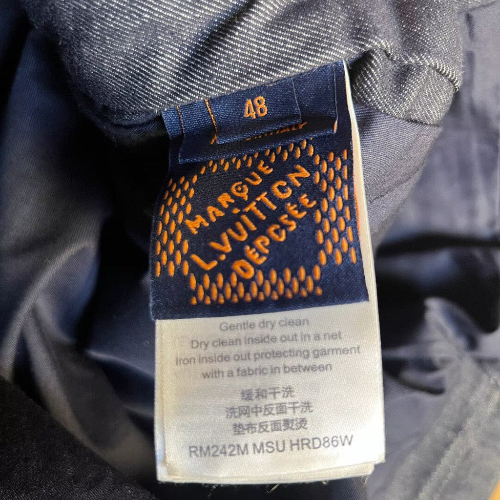 LOUIS VUITTON Monogram Embroidered Denim Jacket | Corduroy Collar | Dark Indigo | EU 46–52
