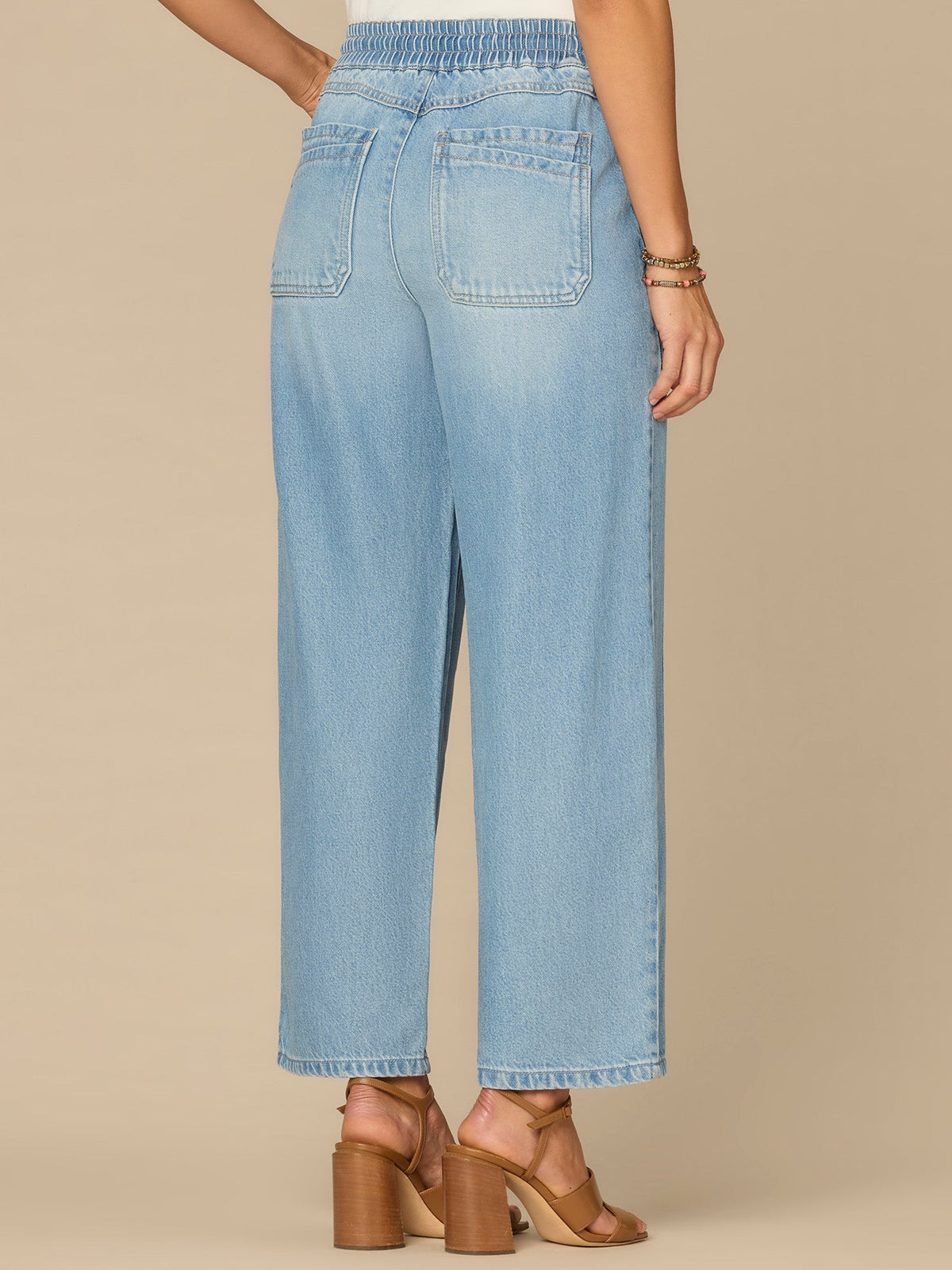 "Ab"leisure Skyrise Drawstring Double Pocket Petite Barely Barrel Jean