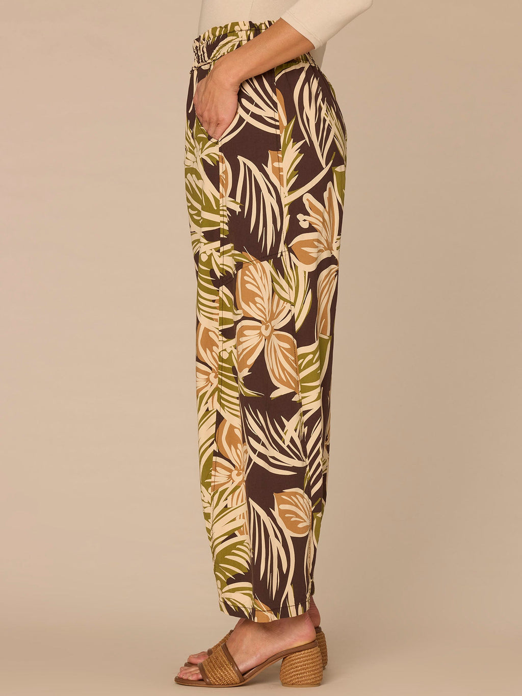"Ab"leisure Skyrise Printed Snap Hem Glider Relaxed Straight Leg Pants