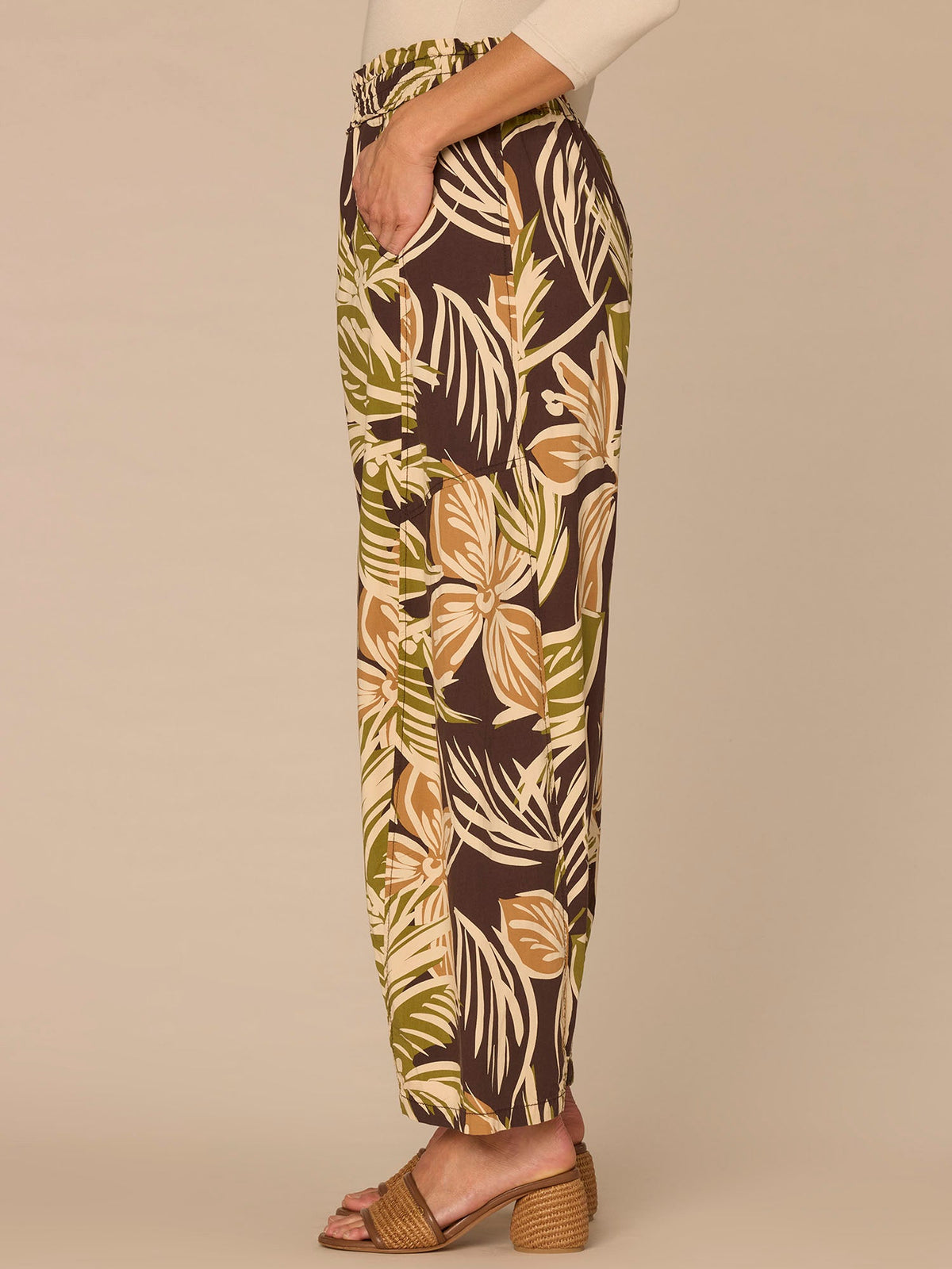 "Ab"leisure Skyrise Printed Snap Hem Glider Relaxed Straight Leg Pants