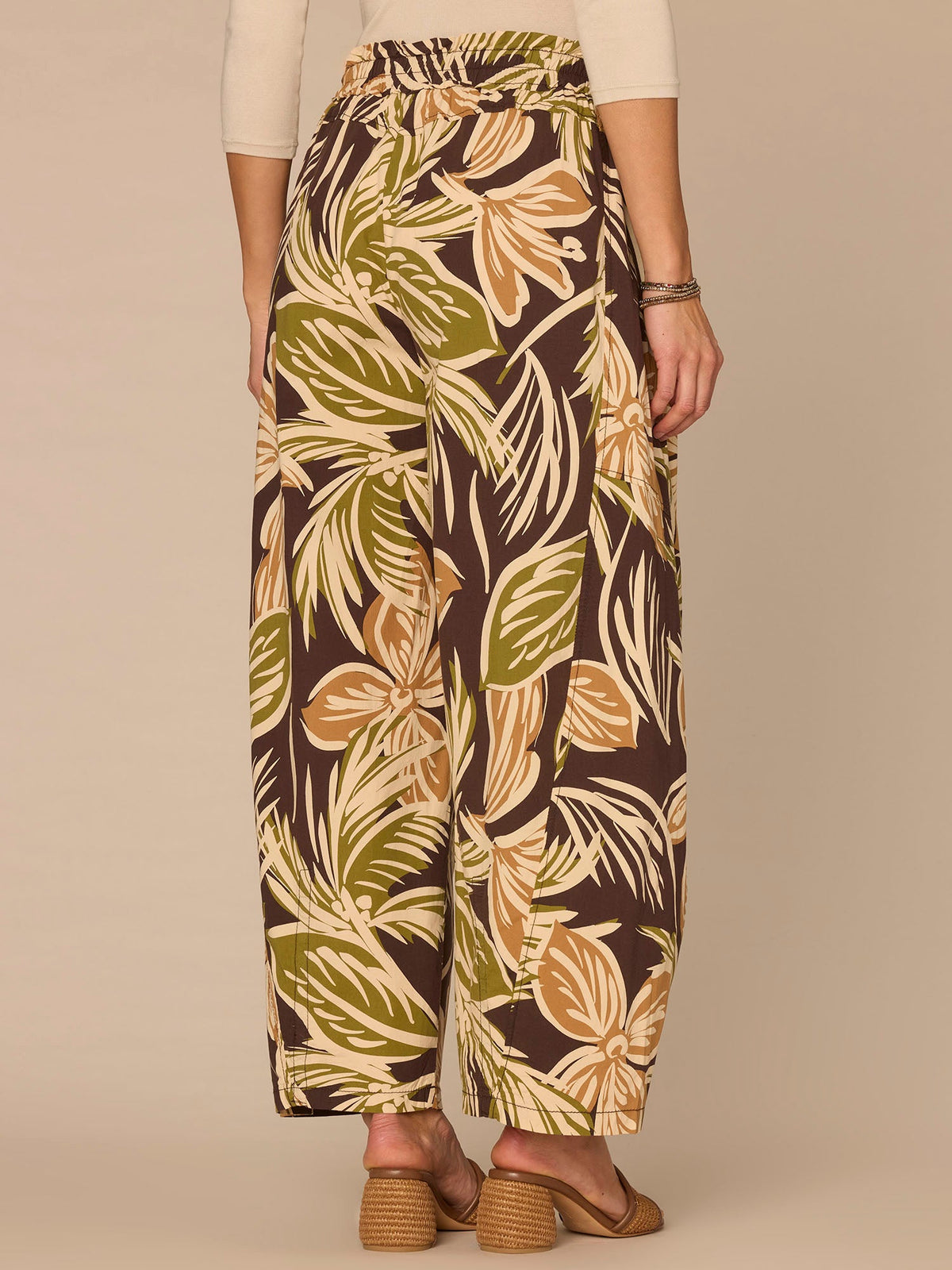 "Ab"leisure Skyrise Printed Snap Hem Glider Relaxed Straight Leg Pants