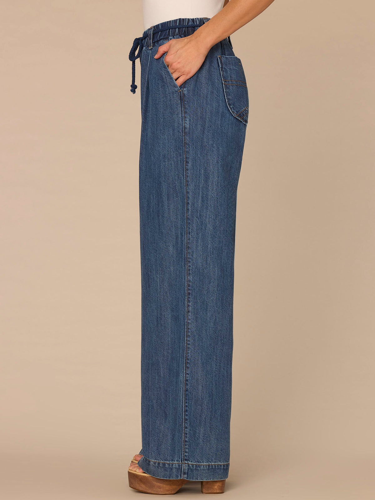 "Ab"leisure Skyrise Rope Tie Belt Spade Pocket Pleated Wide Leg Jeans