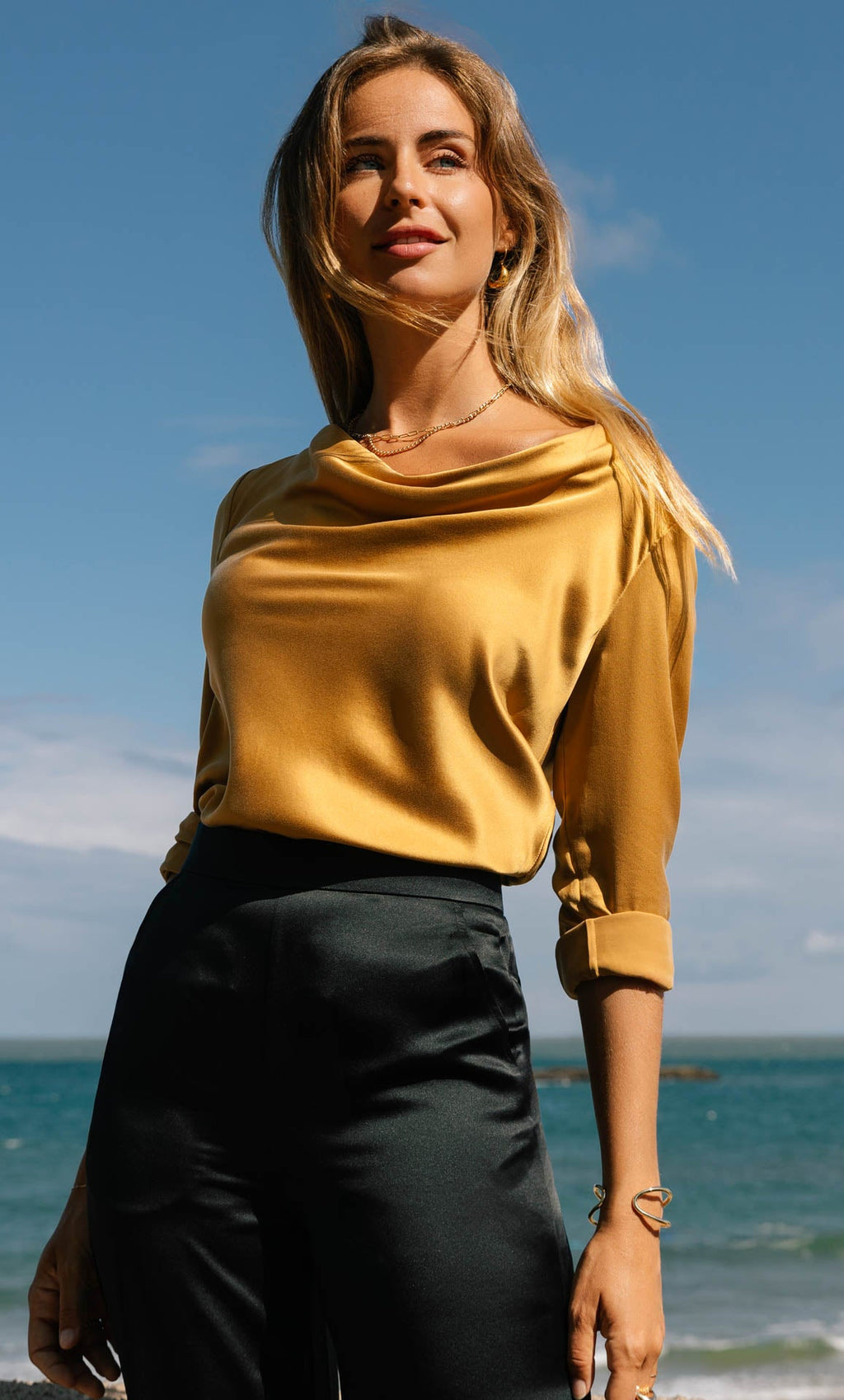 Claudia Silk Cowl Neck Blouse