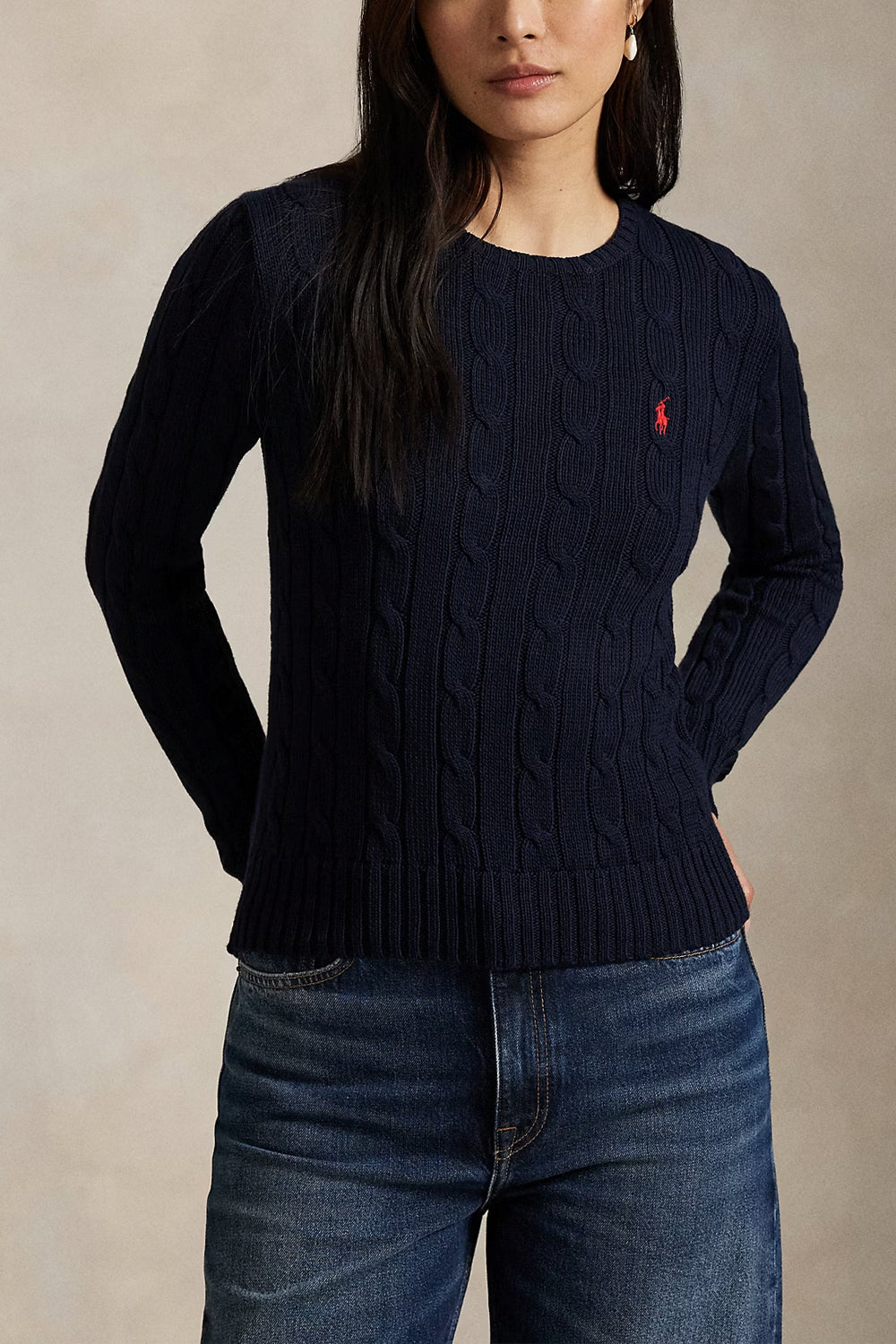 POLO RALPH LAUREN Maglia a girocollo in cotone a trecce
