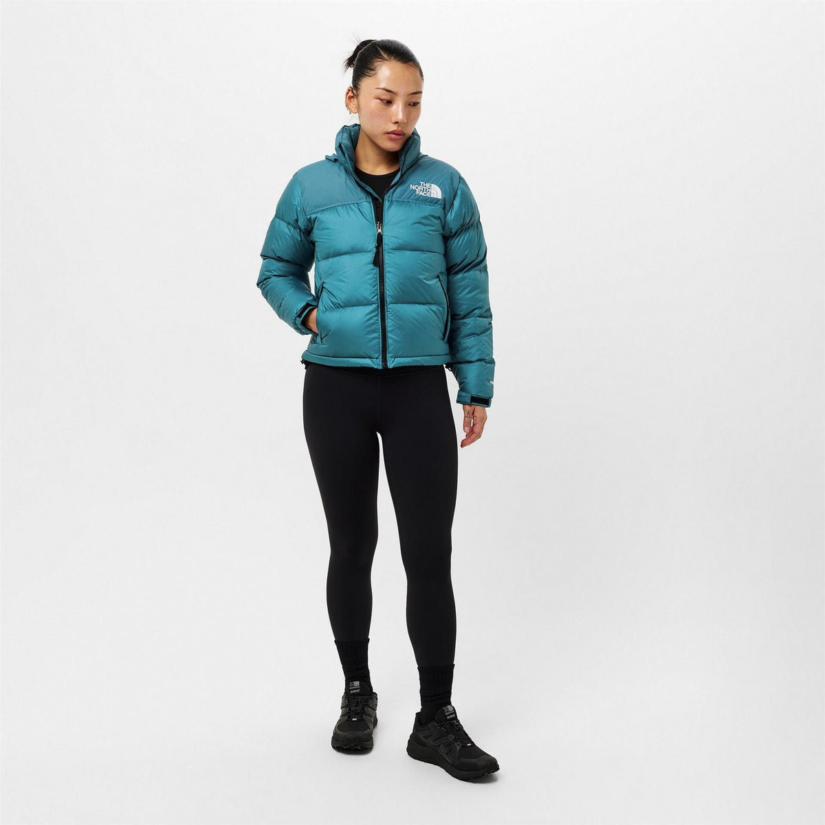 North Face Womens 1996 Retro Nuptse Water Resistant Goose Down Short Puffer Jacket
