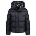 Burberry 'Halsby' Hooded Check Down Jacket Black