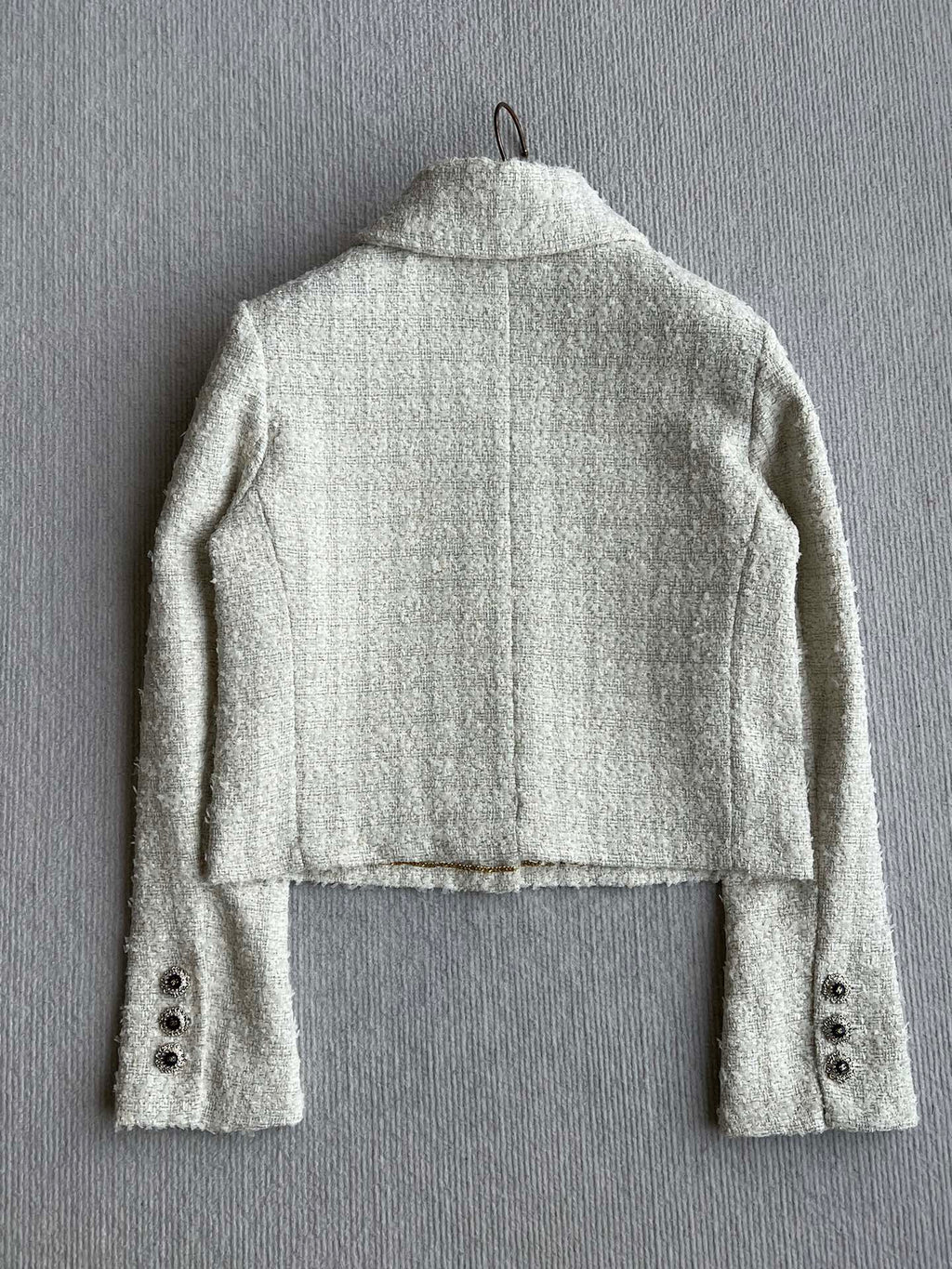 Chanel 2025 White Woven Tweed Fabric Jacket 318544